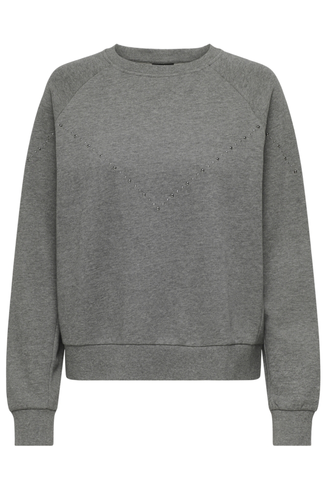 JDYLENA L/S STUD SWEAT JRS 15352914 MEDIUM GREY MELANGE/SEQUINCE